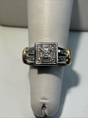 Vintage 1990’s Whitehall Jeweler’s Modern Design 14k Gold 2 Tone Diamond Ring